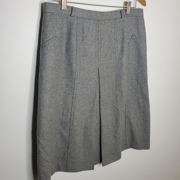 VINTAGE gray wool front pleat skirt - Picture 2 of 4